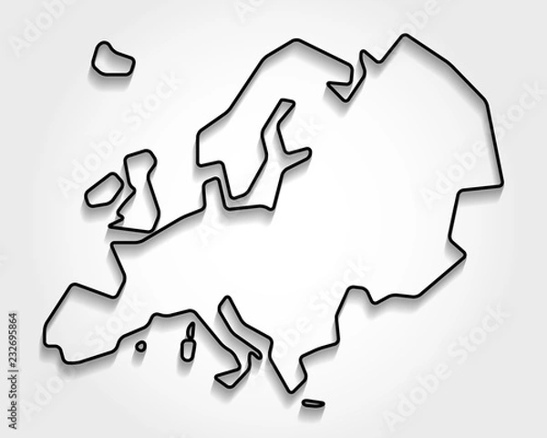 Obraz Europe black outline map