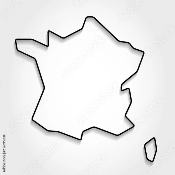 Fototapeta France black outline map