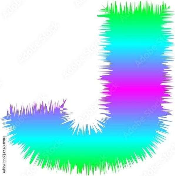 Obraz fuzzy green, blue and purple uppercase letter J