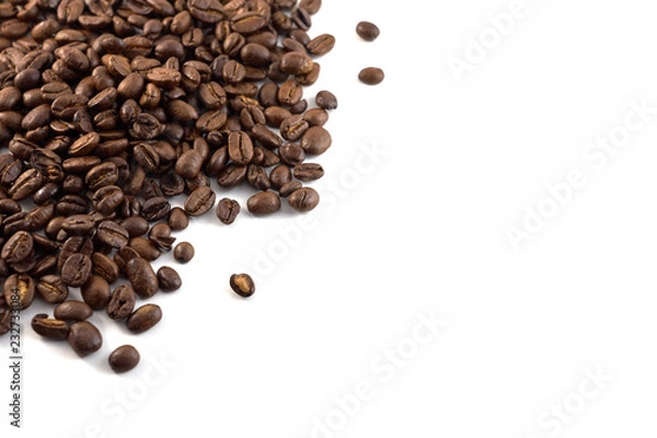 Fototapeta Concept of coffee beans with copy space for text or logo. Isolated.