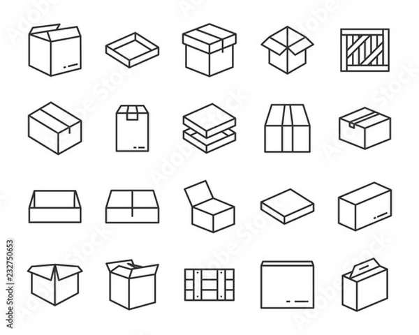 Fototapeta set of send box icons, such as delivery, gift, shopping, present