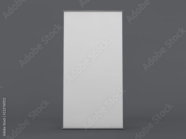 Fototapeta Blank roll up banner display. Template mockup. 3D