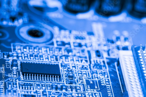 Fototapeta Abstract,close up of Mainboard Electronic computer background. (logic board,cpu motherboard,Main board,system board,mobo)