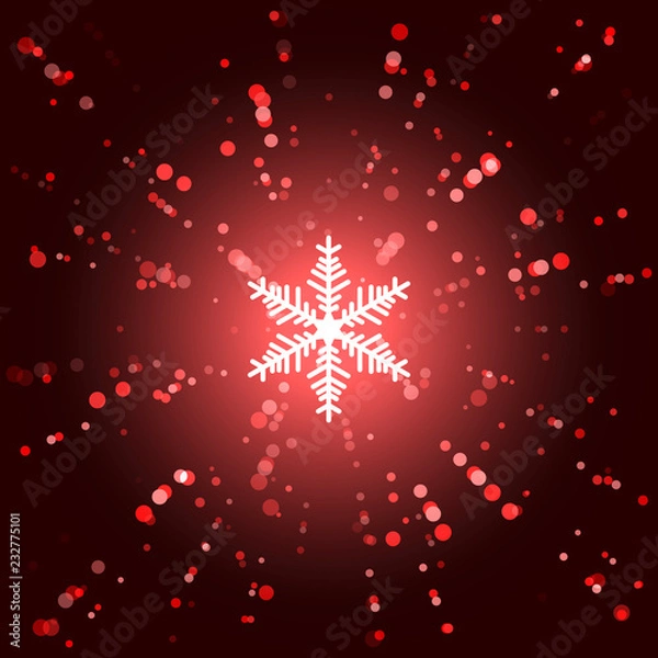 Fototapeta Xmas background. Snowflake in the center, confetti
