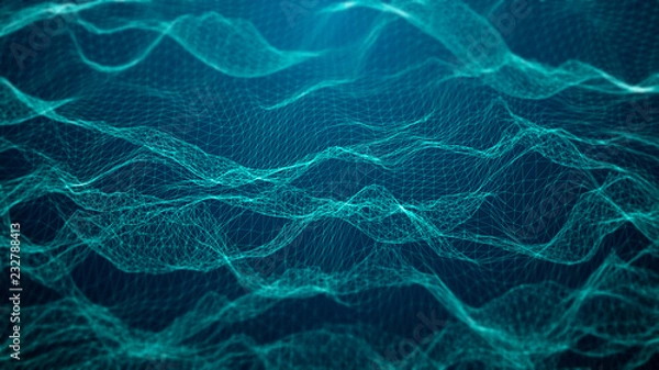 Obraz Blue smooth tech wavy background