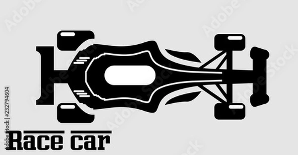 Obraz Race car simple icon bloack and withe