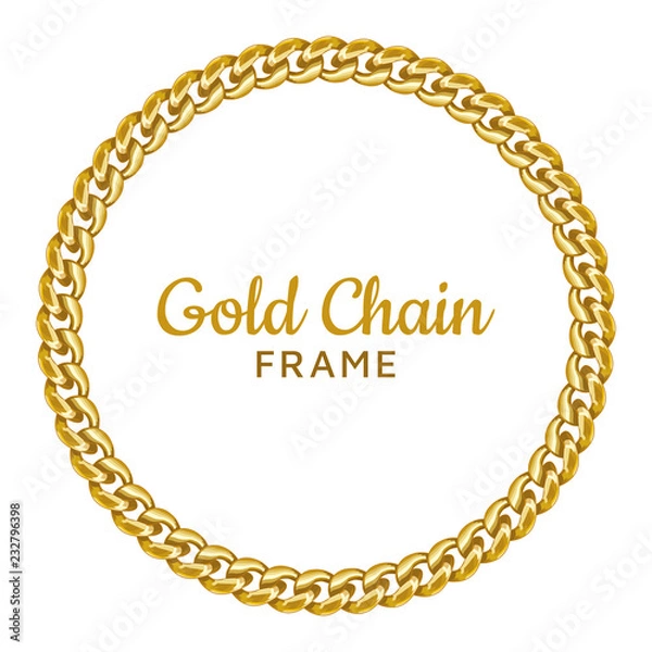 Obraz Golden chain round border frame. Seamless wreath circle shape.
