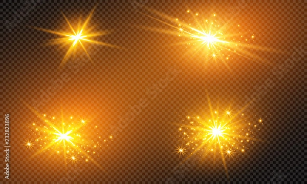 Obraz Vector illustration of abstract flare light rays. A set of stars, light and radiance, rays and brightness.