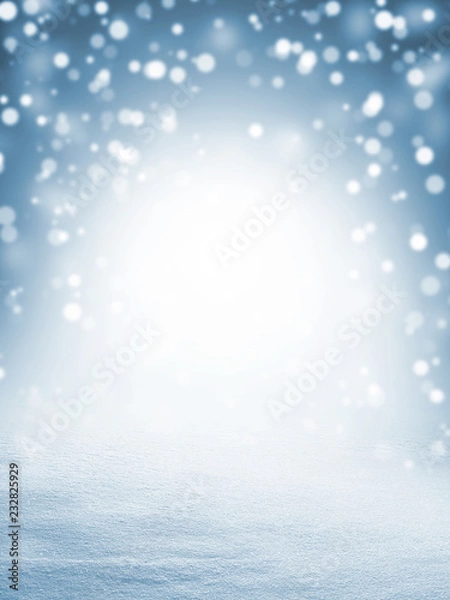 Obraz Winter christmas background with shiny snow and blizzard