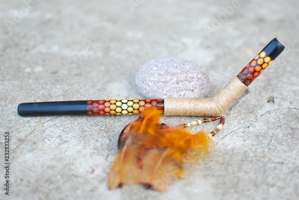 Obraz Earthy Ceremonial Tepi Sacred Medicine Rape an Tobacco Applicator Shamanic Snuff