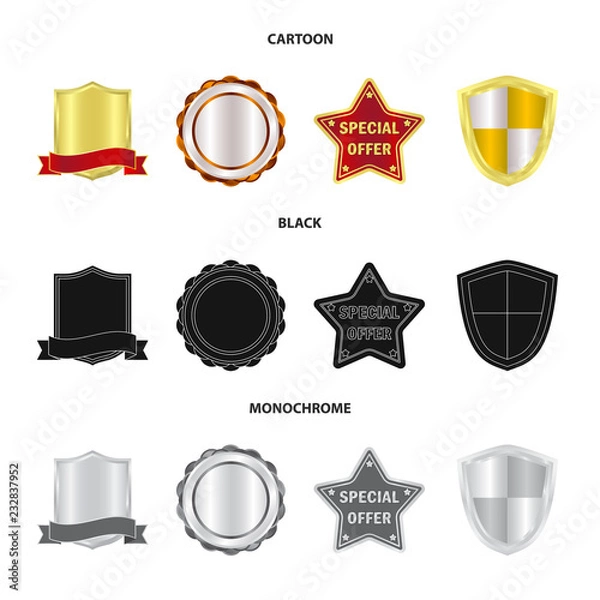 Obraz Vector illustration of emblem and badge symbol. Set of emblem and sticker stock symbol for web.