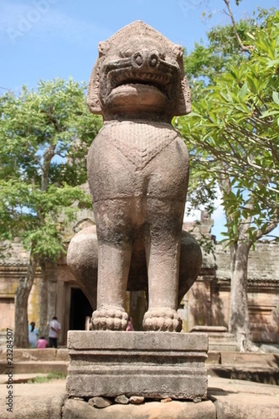 Fototapeta ancient lion statue around Prasat Khao Panom Rung, Buriram