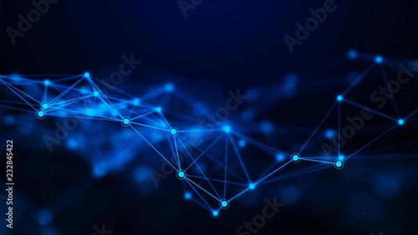 Fototapeta Network connection dots and lines. Technology background. Plexus. Big data background. 3d rendering.