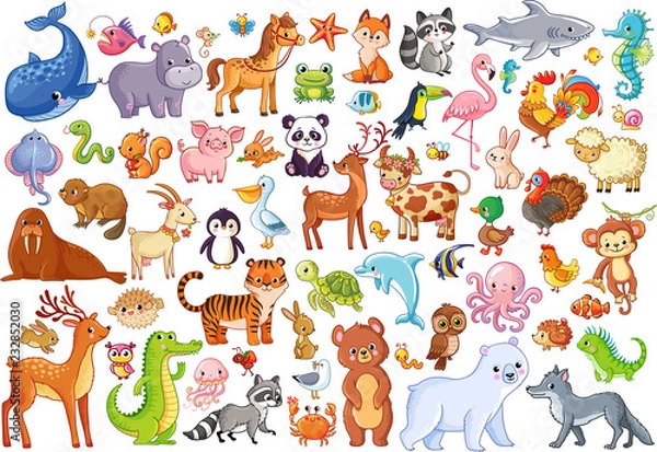 Obraz Wektor zestaw zwierząt. Ulubione domowe. Ssaki.