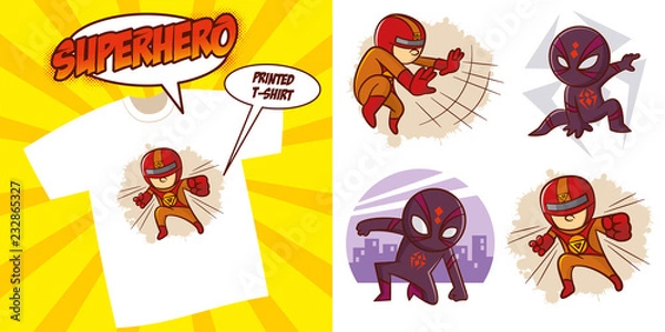 Obraz Superhero character Superheroes Set Vector illustration design