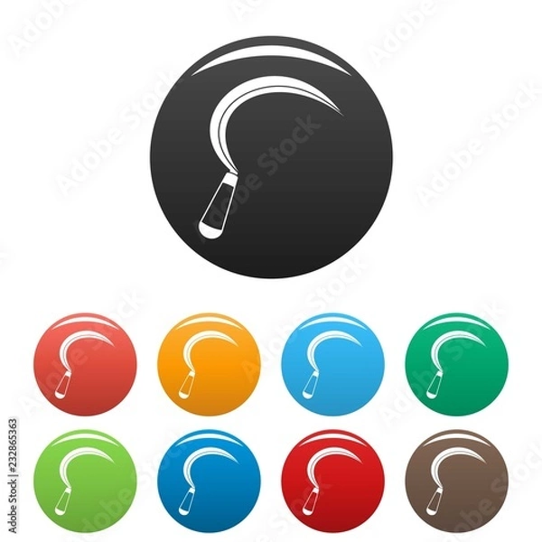 Obraz Farm sickle icons set 9 color vector isolated on white for any design