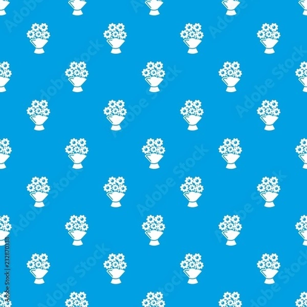 Fototapeta Wedding flower bucket pattern vector seamless blue repeat for any use