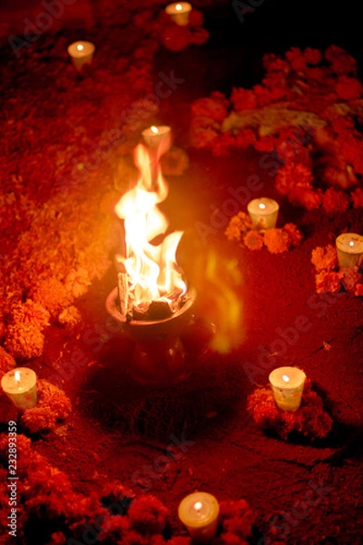 Fototapeta myrrh offering in fire