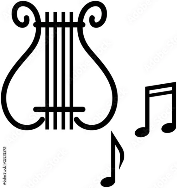 Fototapeta Lyre and musical notes – Vector illustration