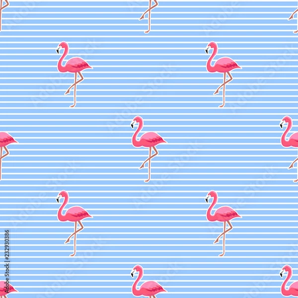 Obraz  Pink flamingos seamless pattern