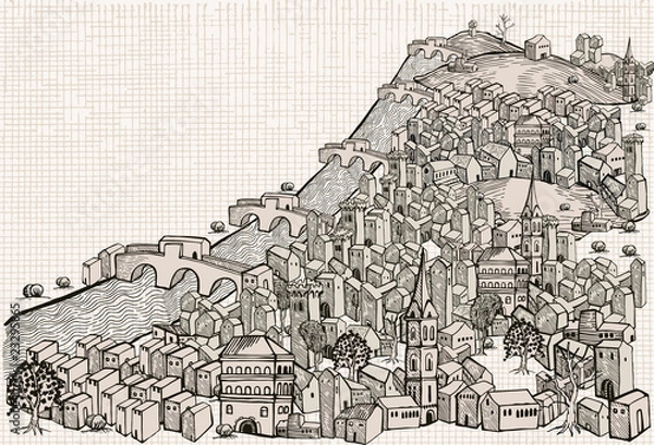 Obraz Projekt miasta rzeki