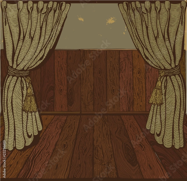 Obraz Theater stage.Vintage drawing. Vector