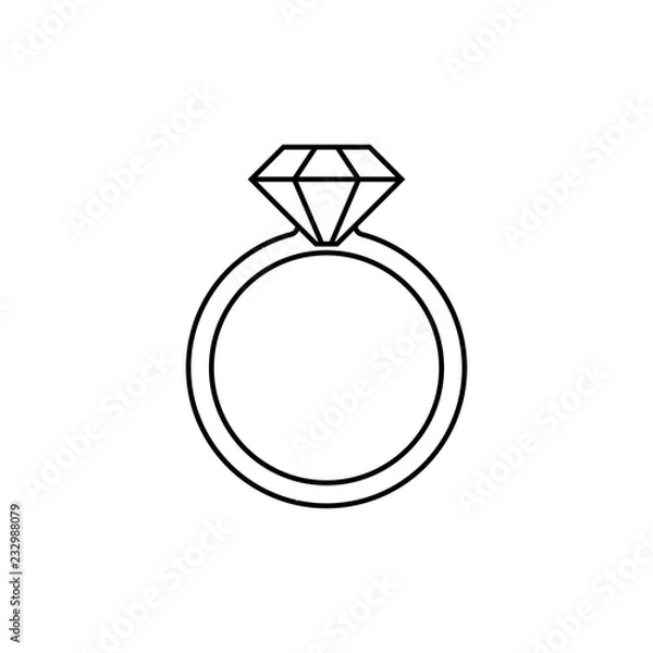 Fototapeta Diamond ring vector sketch icon isolated on background. Hand drawn Diamond ring icon. Diamond ring sketch icon for infographic, website or app.
