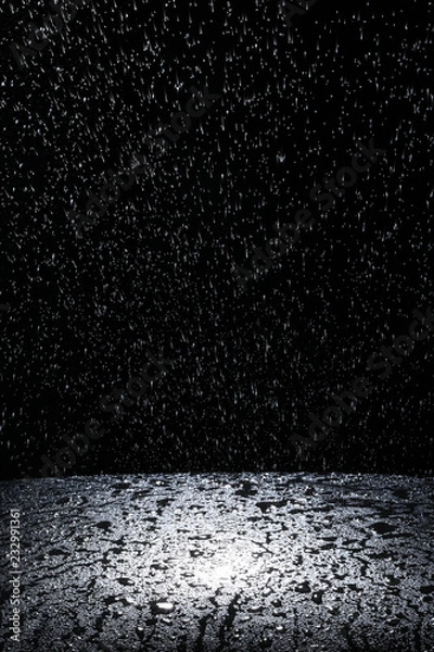 Obraz Dark background shot of rain falling