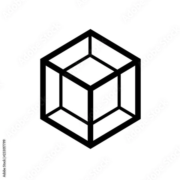 Fototapeta Cube, tesseract icon