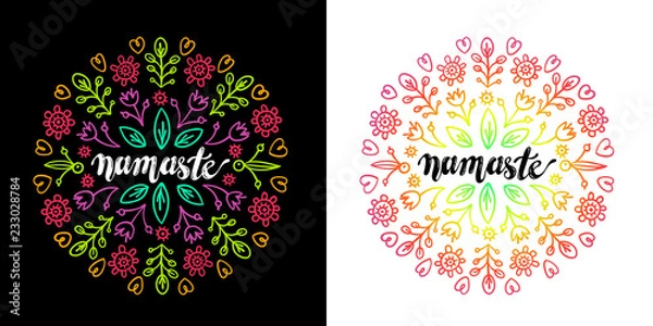 Fototapeta Namaste vector lettering with multicolored gradient mandala