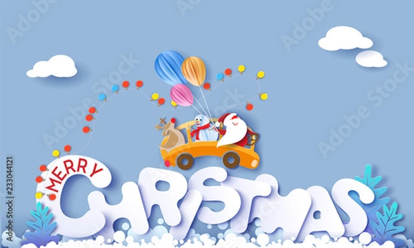 Fototapeta Merry Christmas design card with Santa Claus