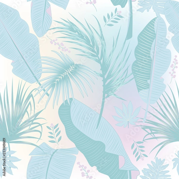 Fototapeta Vector tropical seamless pattern in trendy pastel colors.