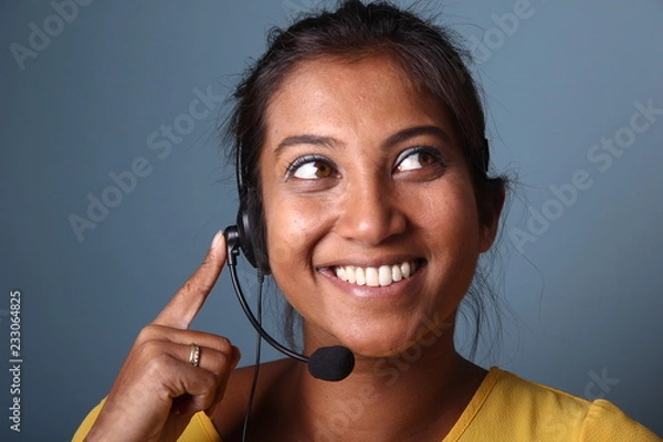 Obraz Woman with a headset