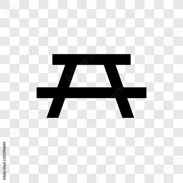 Fototapeta Picnic table vector icon isolated on transparent background, Picnic table transparency logo design
