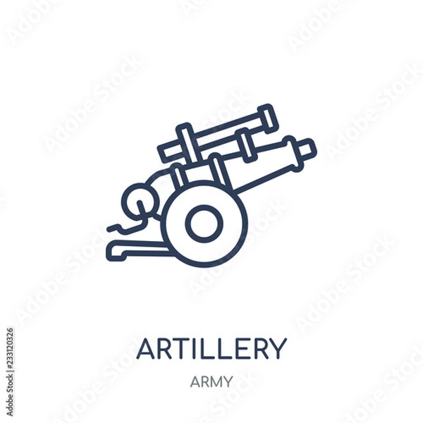 Fototapeta artillery icon. artillery linear symbol design from Army collection. Simple element vector illustration. Can be used in web and mobile.