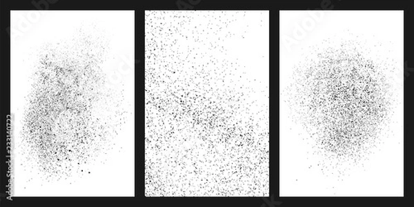 Fototapeta Black grainy texture isolated on white background. Damaged textured . Grunge design elements. Set vector illustration,eps 10.