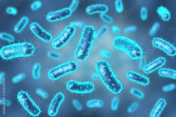 Obraz 3D rendering bacteria and virus