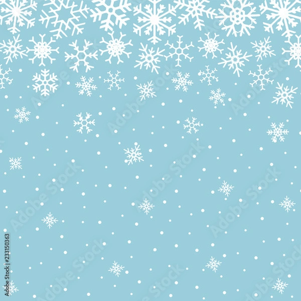 Obraz Winter background with various  snowflakes. Vector graphic pattern.