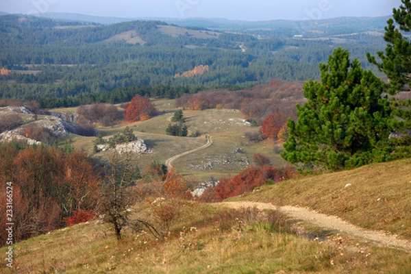 Fototapeta Beautiful autumn view of Ai-Petri plateau in Crimea