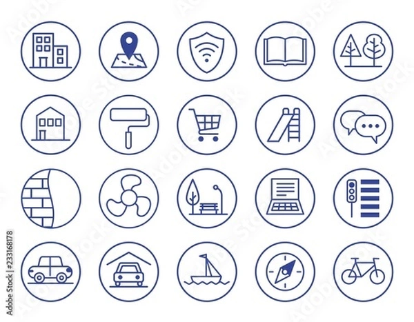 Fototapeta Advantages of new housing. Icons set.