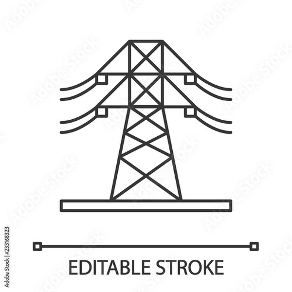 Fototapeta High voltage electric line linear icon