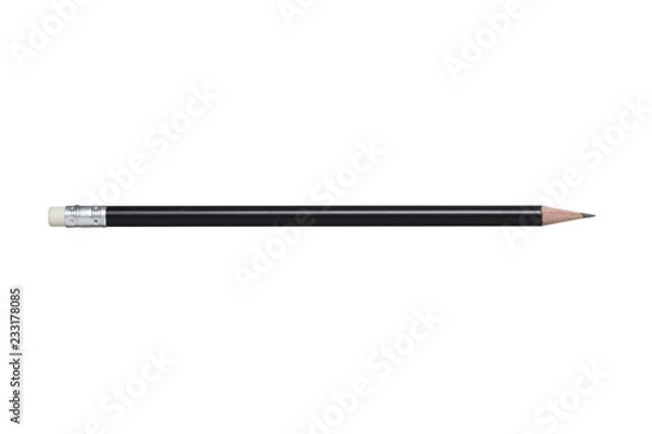 Fototapeta pencil with eraser isolated on white background with clipping path and copy space