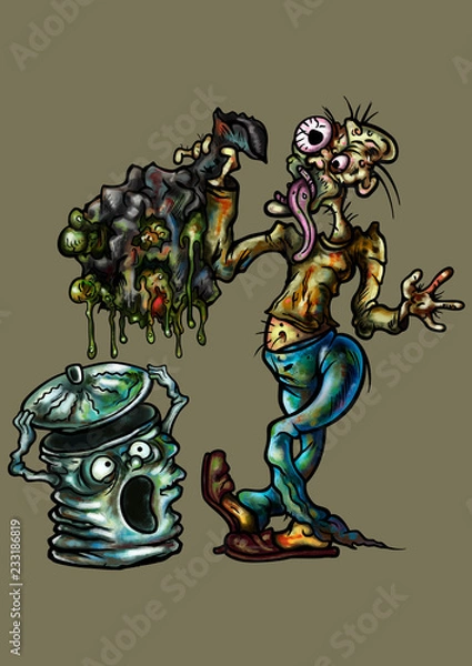 Fototapeta Trash can's nightmare