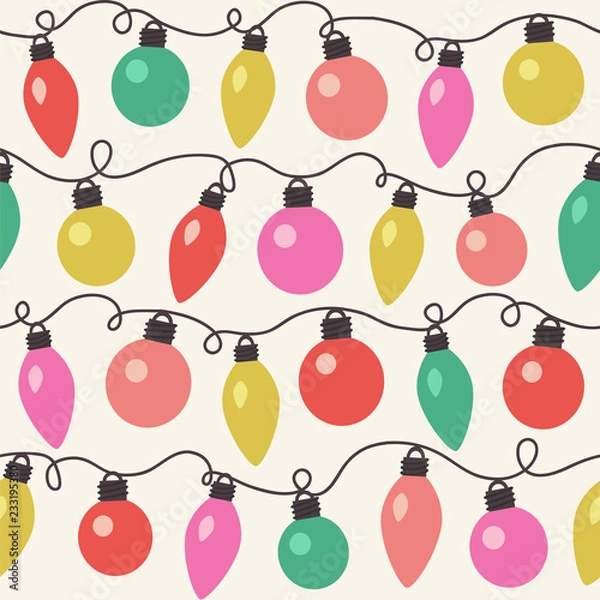 Obraz Seamless vector pattern with light bulbs in retro colors.