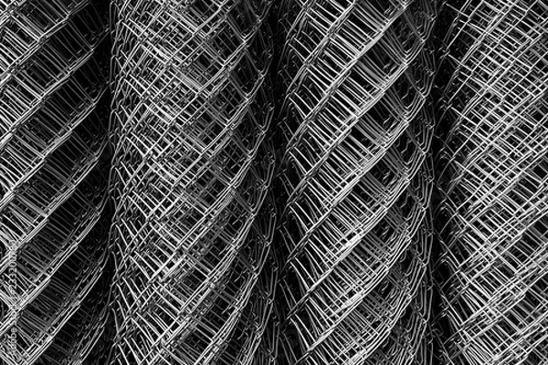 Fototapeta high angle view roll of metal net for background