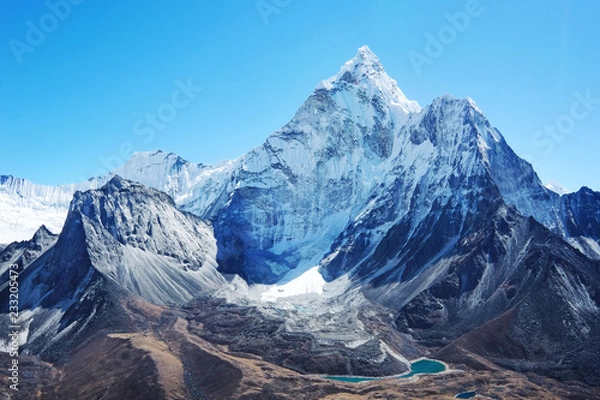 Fototapeta Mountain peak Everest. Highest mountain in the world. National Park, Nepal.