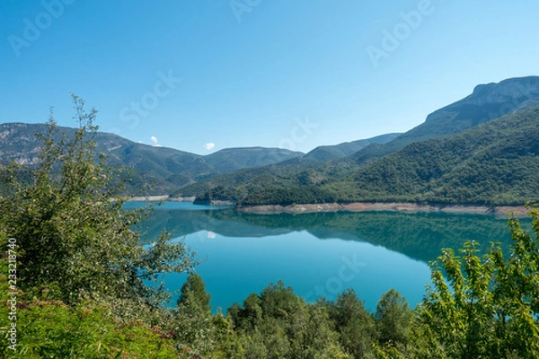 Fototapeta Baserca reservoir in the Pyrenees in Summer