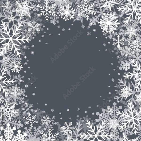 Fototapeta Christmas background with white snowflake borders