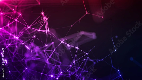 Obraz Abstract Background - Purple Connected Glowing Stars Structure