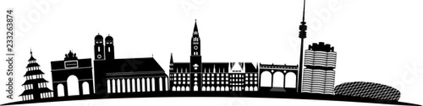 Obraz München skyline detailliert gebogen // Vektor